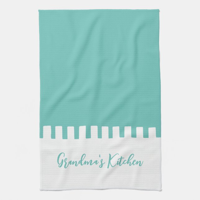 Personalizable Teal / White Tea Towel (Vertical)