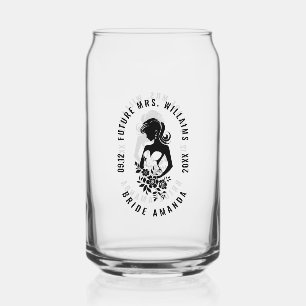 Personalizable Text Bride with Flowers Silhouette  Can Glass
