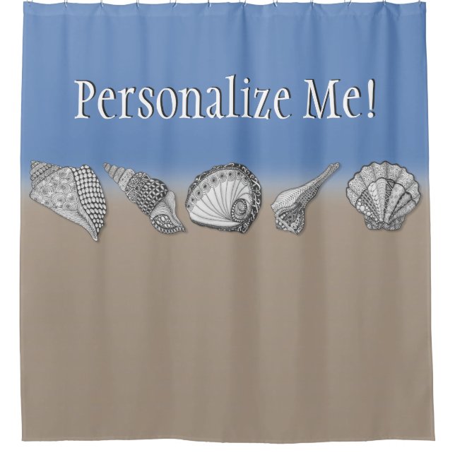 Personalizable Unique Seashells Shower Curtain (Front)
