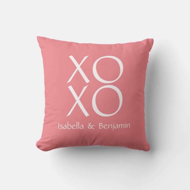 Personalizable Valentine's XOXO Pillow Pink (Front)