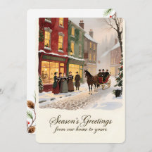 Personalizable Vintage  Flat Holiday Card 