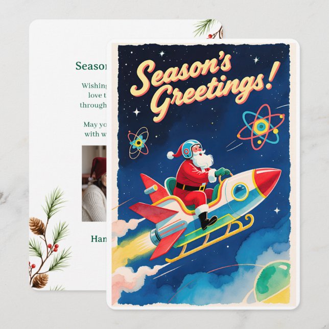 Personalizable Vintage  Flat Holiday Card  (Front/Back)