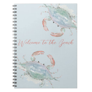 Personalizable Watercolor Crab Rental Guest Book