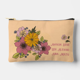 Personalizable with Flowers and Italian Quote Accessory Pouch