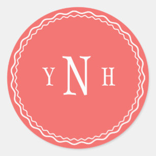 Personalizable with three-letter Monogram Classic Round Sticker