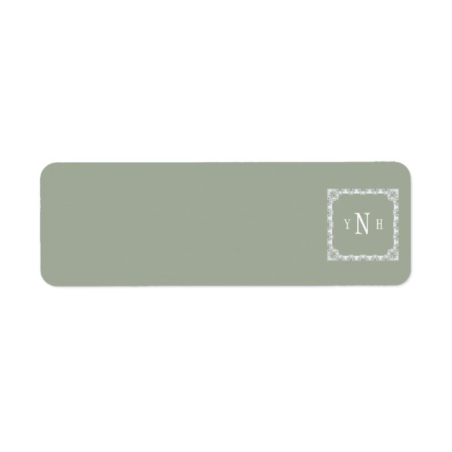 Personalizable with three-letter Monogram Return Address Label (Front)
