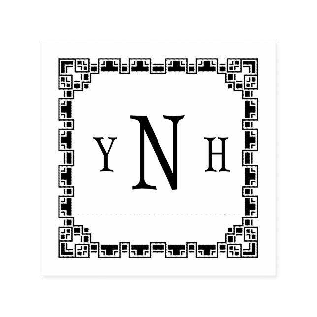 Personalizable with three-letter Monogram Self-inking Stamp (Design)