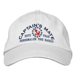 Personalizable YEAR and Names Captain's Mate Embroidered Hat