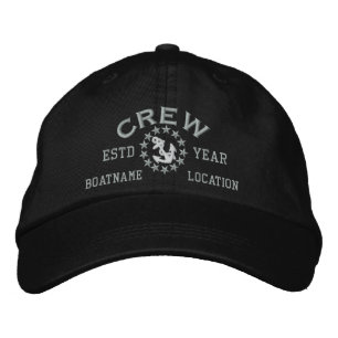 Personalizable YEAR and Names Crew Yacht Flag Embroidered Hat