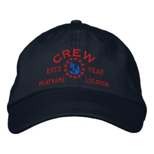 Personalizable YEAR and Names Crew Yacht Flag Embroidered Hat