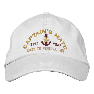 Personalizable YEAR Names Captain's Mate Gold Star Embroidered Hat