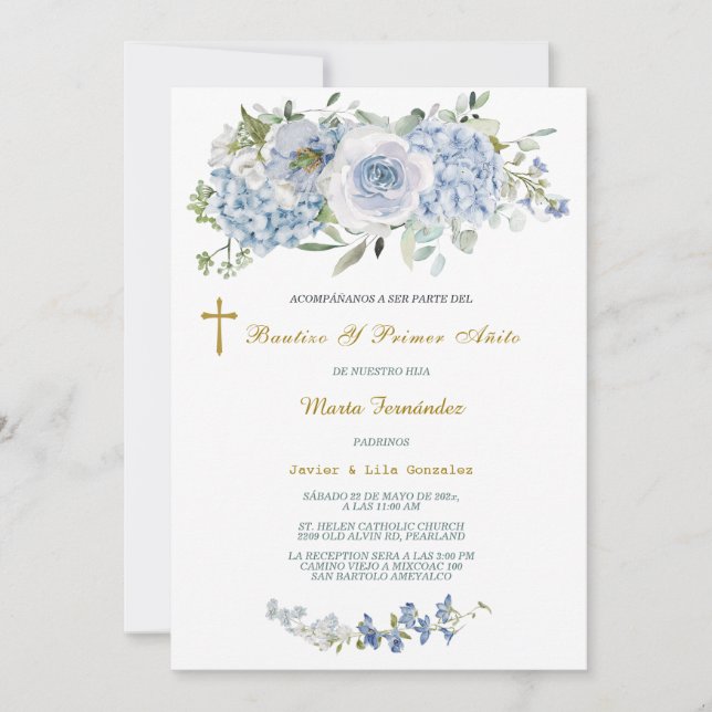 Personalizada Para Bautizo y Primer Cumpleaños Invitation (Front)