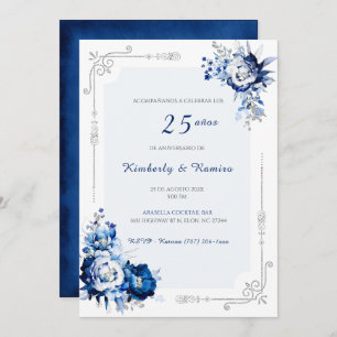 Personalizadas plata 25 años estilo vintage invitation