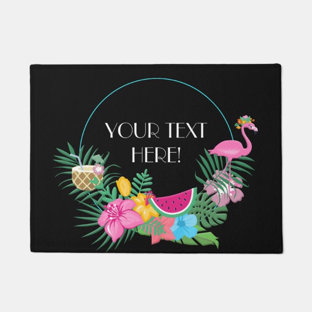 Personalization Flamingo Hawai Doormat (Front)