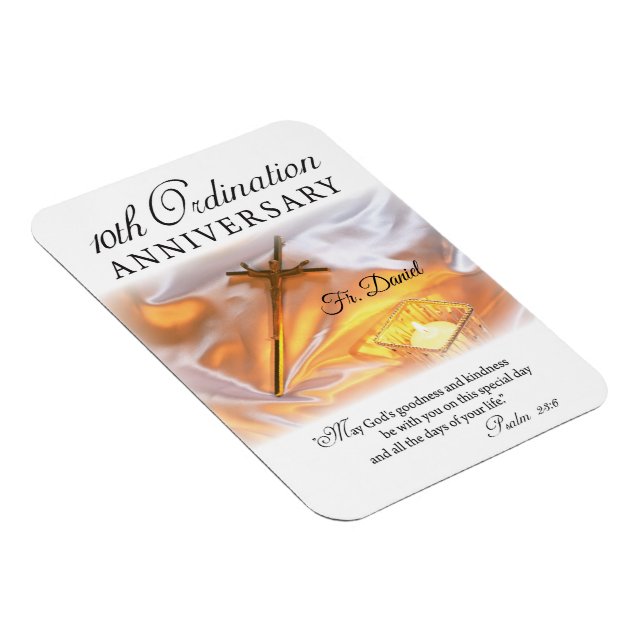 Personalize, 10th Ordination Anniversary, Cross Magnet (Right Side)