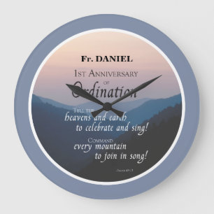 Personalize 1st Anniversary of Ordination Congrats Large Clock