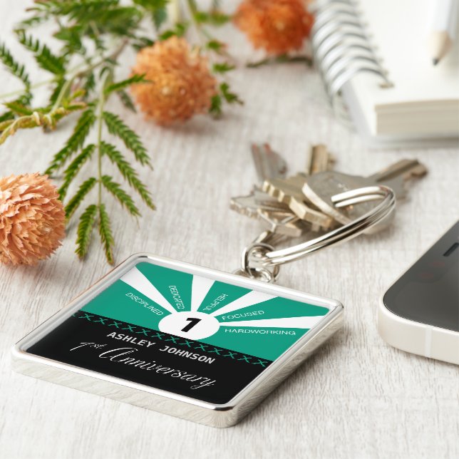 Personalize, 1st Year Employee Anniversary Key Ring (Side)