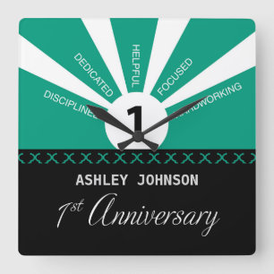Personalize, 1st Year Employee Anniversary Square Wall Clock
