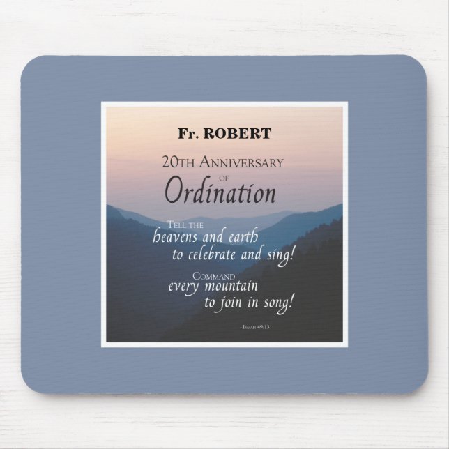 Personalize 20th Anniversary Ordination Congrats Mouse Pad (Front)