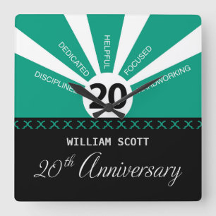 Personalize, 20th Yr Business Employee Anniversary Square Wall Clock