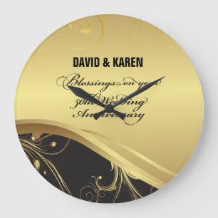 Personalize, 50th Wedding Anniversary Religious Large Clock