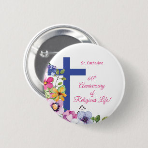 Personalize, 60th Anniversary Nun Religious Life 6 Cm Round Badge