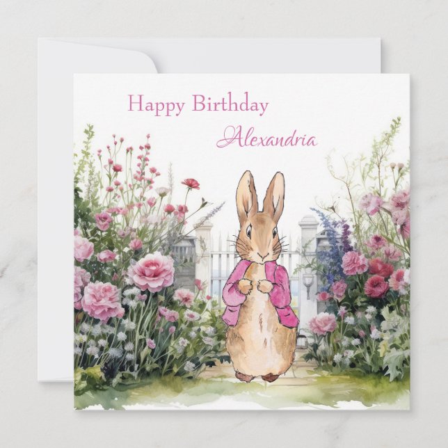 Personalize Add Child's Name Classic bunny  Card (Front)