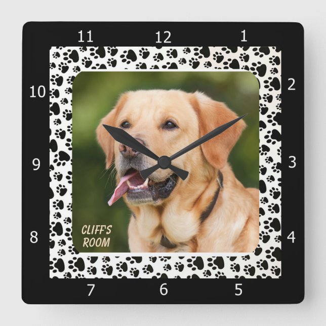 PERSONALIZE ADD PETS PHOTO    SQUARE WALL CLOCK (Front)
