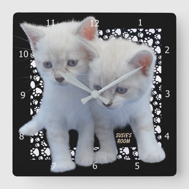 PERSONALIZE* ADD PET'S PHOTO SQUARE WALL CLOCK (Front)