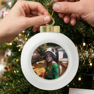 PERSONALIZE/Add Your Photo Ceramic Ball Christmas Ornament