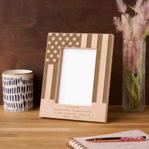 Personalize American Flag Police Retirement Etched Frames