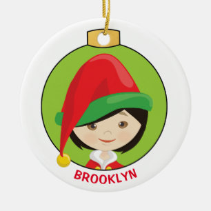 Personalize Asian Girl Elf Ceramic Ornament