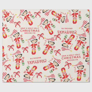 Personalize Asian Girl Elf Wrapping Paper