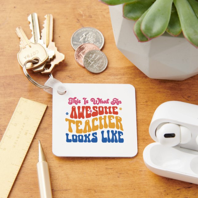Personalize | Awesome teacher Key Ring (Desk)