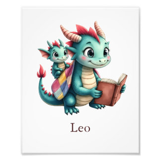 Personalize Baby Dragon Art Print Custom Kids Room