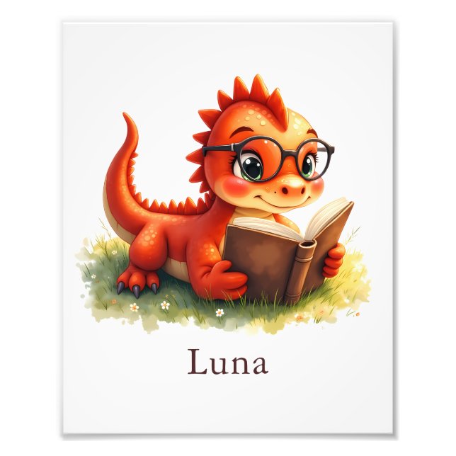 Personalize Baby Dragon Art Print Custom Kids Room (Front)