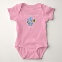 Personalize Baby’s One=Piece Floral Hummingbird 