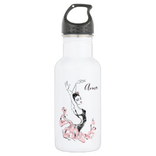 Personalize Ballerina Sketch in Pink 532 Ml Water Bottle