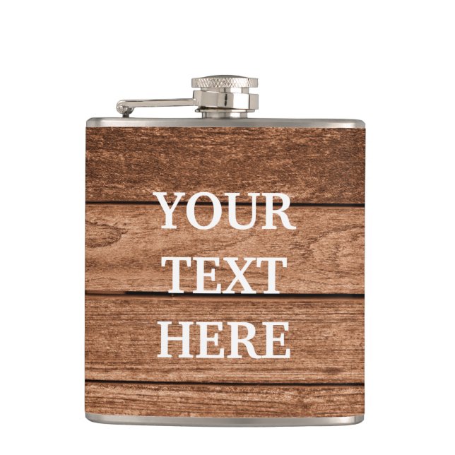 Personalize Black Wood Hip Flask (Front)