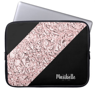 Personalize Blushed Rose Gold Faux Foil Laptop Sleeve