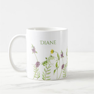 Personalize boho original watercolor wildflower coffee mug