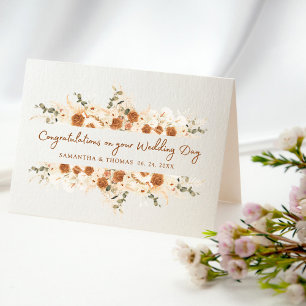 Personalize Boho Terracotta Wedding Congratulation Card