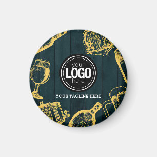 Personalize Business Dark Green Brewery Theme Magnet