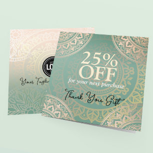 Personalize Business Logo   Elegant Green Yoga Discount Card