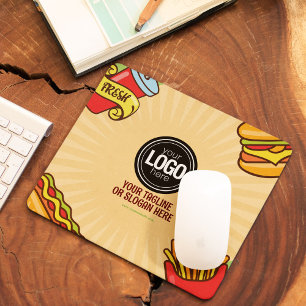 Personalize Business Logo   Hamburger Hotdog Theme Mouse Pad