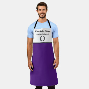 Personalize Business Name Add Image Purple  Apron
