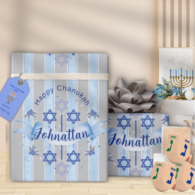 Personalize Chanukah Elegant Wrapping Paper (Creator Uploaded)