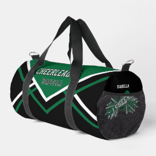 Personalize Cheerleader   Green, Black, White Duffle Bag