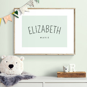 Personalize Child Name Playroom Decor Soft Green