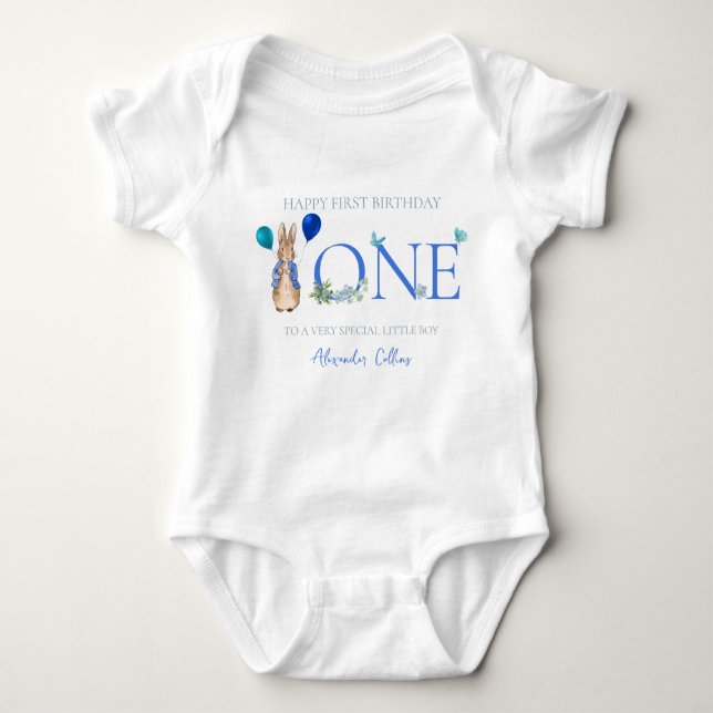 Personalize Child's Name Peter 1st Birthday Baby Bodysuit (Front)